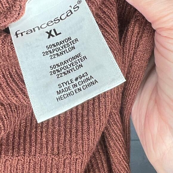 Blue Rain/Francesca's supersoft  chestnut knit dolman sleeve sweater Size XL - Picture 5 of 7